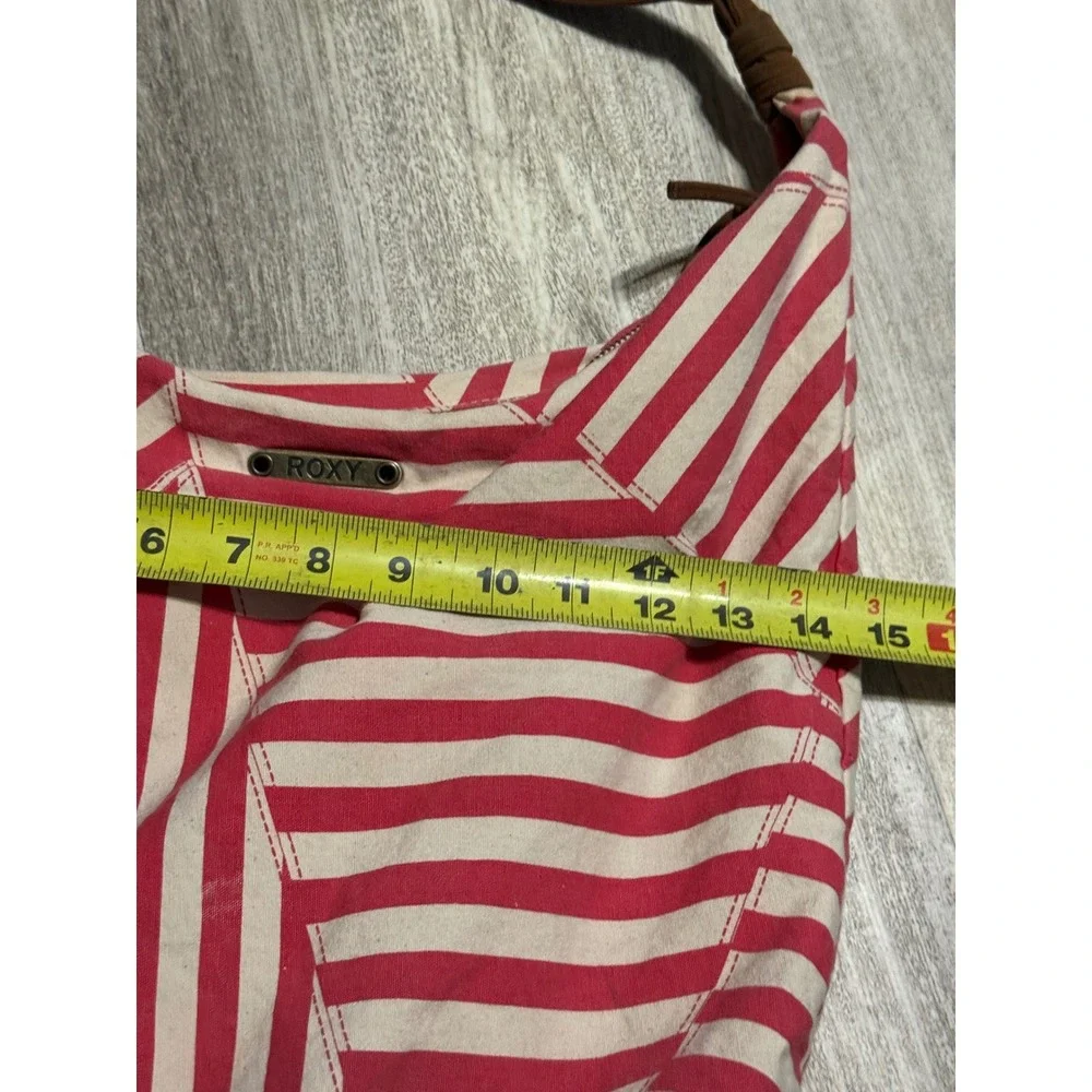 Y2K Roxy Red White Stripe Canvas Hobo Shoulder Bag Purse - Picture 5 of 7